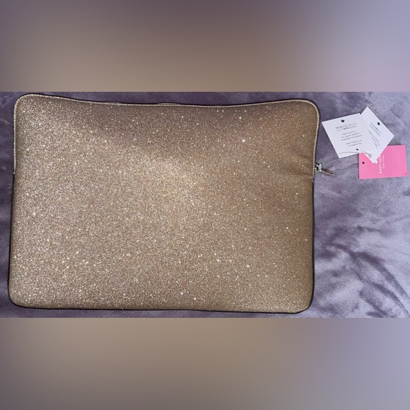 NWT - Kate Spade Rose Gold Shimmy Glitter Fabric Laptop Case - Picture 5 of 5